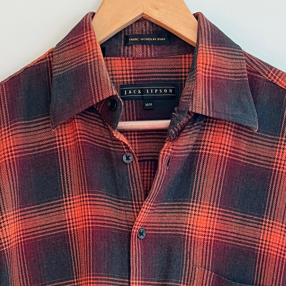 JACK LIPSON Plaid Flannel Long Sleeve Button Front Shirt Casual Cabincore Winter - Picture 4 of 11